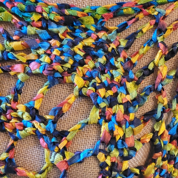 Unbranded bright ribbon open weave crop top medium - Picture 7 of 9